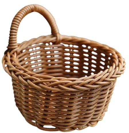 Cabilock Cesto Portaoggetti in Finto Rattan Intrecciato Cesto Appeso Per Cucina Per Fiori e Oggetti Vari Resistente e Pratico Stile Pastorale