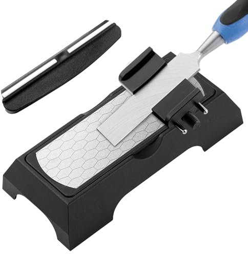 Pierre a Aiguiser Diamant, à Angle Réglable Guide D'affutage et Guide Affutage Couteau, Double Face Grain 400/1000, aux Tailles de Couteaux (36-80 mm), pour Construire Bords Tranchants (noir, argent)