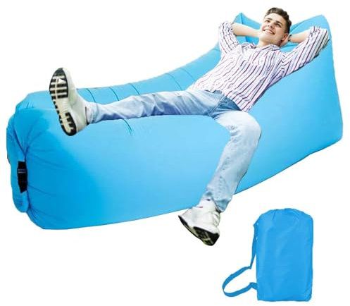 Melldrry Luft Sitzsack, Luftsofa Outdoor Camping, Aufblasbarer Sessel, Aufblasbares Strandsofa, Mit dem Portable Package (Blau)