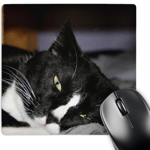 Musmatta smoking katt svart sydda kanter möss matta halkskydd gummibas musmatta för hem skrivbord pc 25 x 30 cm