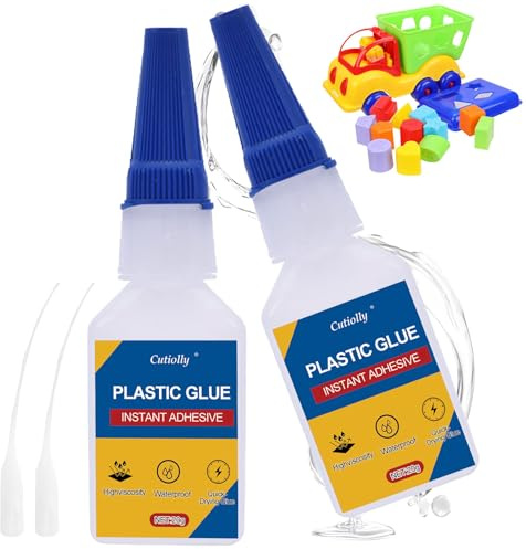 Colla per Plastica,Colla Istantanea Extra Forte,Adesivo Plastica Extra Forte,Adesivo con Tappo Anti-intasamento,Super Istantanea per Incollare Tutte Materie Plastiche