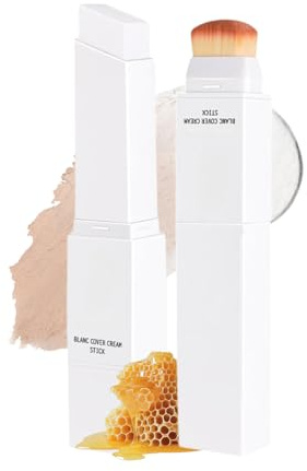 2 in 1 Colour Changing Foundation Stick,Cover Cream Stick V White FoundationStick,Lightweight Hydrating Matte Stick Foundation with Detachable Brush,FaceFoundation & ConcealerStick #4medium