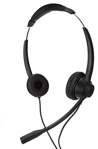 RJ9 - Auriculares de teléfono con cancelación de ruido binaural con micrófono para teléfono VOIP, teléfono fijo, oficina en casa, centro de llamadas, telemarketing, servicio al cliente, conferencias