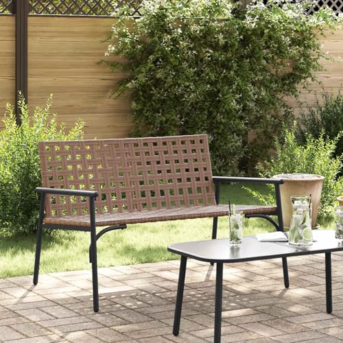 Mengtu Garden Chair, Brown Poly Rattan Outdoor Seating with Powder-Coated Steel Frame 110.5 x 79 x 75.5 cm for Group Garden Gatherings and Leisure Activities