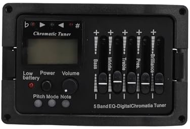 OPPWONG Professionell 5-bands Akustisk Gitarr Preamp EQ-equalizer med Inbyggd Tuner och Enkel Installation för scen- och Studioljudförbättring