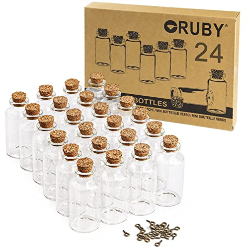 RUBY Reagenzglas mit Korken 25ml Glasflaschen mit Korken 24 Stück Kleine Glasflaschen Zum Befüllen 30 x 60mm Mini Flaschen für Gastgeschenk, Gewürzgläser, Hochzeit Gefälligkeiten, Deko Weihnachten