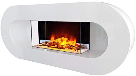 Chemin'Arte - Caminetto ovalia da parete Design Bianco Potenza 2000W