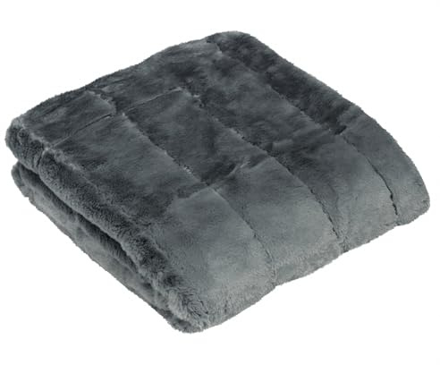 Paoletti Empress Faux Fur Throw – Soft Elegant Heavyweight Minimalist Décor Blanket for Bed or Sofa (Charcoal - 140x200cm)