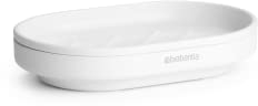 Brabantia - Mindset Soap Dish - Non-Slip Base - Ribs Keep the Soap High & Dry - Removable Inner Tray - Corrosion Resistant Metal - Bathroom Accessory - Fresh White - 12 x 8 cm