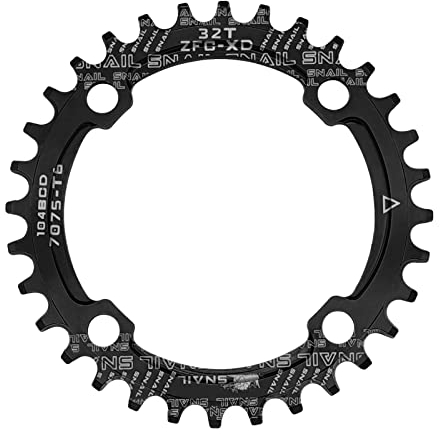 Jane Eyre Fahrrad kettenblätter 104 BCD 32T 34T 36T schmales breites Einzel kettenblatt, rundes schmales breites Kettenblatt für Rennrad Mountainbike BMX MTB(Black 32T)