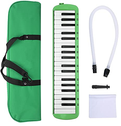 Teclado de 37 Teclas Melodica, Kit de Soplete Melodica para Entrenamiento Profesional Principiante (Verde)
