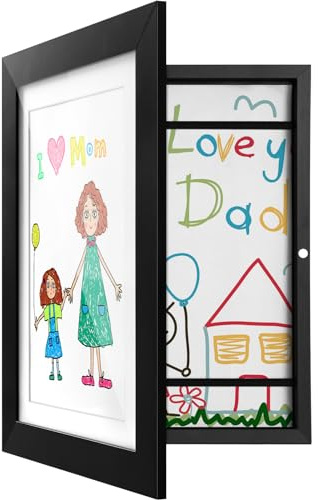 Vantimo Marco A4 para Dibujos Infantiles, marco fotográfico para guardar y exponer los dibujos de niños con diseños intercambiables,almacena hasta 150 creaciones