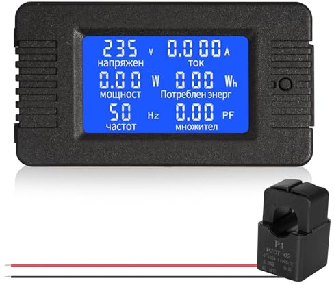DEWIN Energy Meter Monitor, PZEM-022 AC80-260V 100A LCD Digital Ammeter Voltmeter Voltage Current Power Monitor with Open CT
