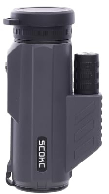 SCOKC Wasserdichtes Monokular-Teleskop | Leicht mit Reisetasche, kompakt, 10-fache Vergrößerung, breites Sichtfeld für Vogelbeobachtung, Jagd, Wandern, Camping (10x32, Dunkelgrau)