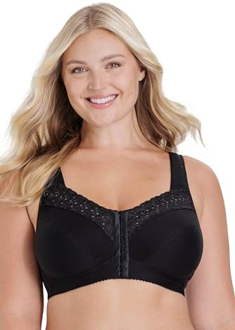 Miss Mary of Sweden Non-Wired Front Fastening Bra Broderie Anglaise Cotton Black