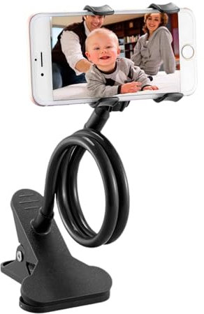 Bedside Phone Holder - Cell Phone Clip, 360 Adjustable Lazy Gooseneck, Multipurpose Long Arm Headboard Bedside Clip for Table, Watching Movies