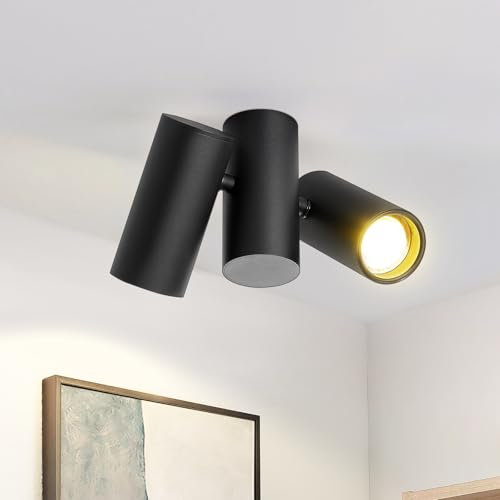 Lichtmaler Deckenstrahler 2 Flammig Schwarz Deckenspots - Deckenlampe GU10 Metall Modern Schwenkbar 180° Innen Deckenleuchte MAX.25W für Wohnzimmer Flur Schlafzimmer Küche (ohne Leuchtmittel)