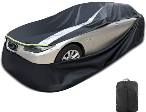 FJWDSC Full Enclosed Car Covers Waterproof All Weather Universal Fit Impala/El Camino/Bel Air/Biscayne,7 Series,Benz S,A8/S8,LS,CT6,Continental,Charger Daytona,Fit Sedan/Coupe Length 200''-212''
