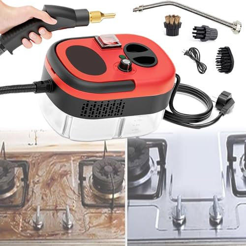 2500W Steam Cleaner for Furniture, 1200ML Handheld High-Temperature Pressurized Steam Cleaner, High Pressure Cleaning Machine, with 3 Brush Heads&Extended Curved Nozzle, for Car, Floors, Kitchen