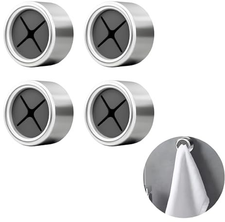 Siliget 4Pcs Tea Towel Holders, Self-Adhesive Round Towel Holders, Push in Suction Hand Towel Holder Set, Towel Holders for Kitchen Bathroom and Home