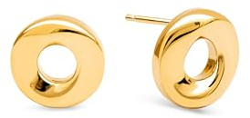 SINGULARU - Pendientes Órbita. Acero con Acabado en Baño Oro de 18Kt. Cierre de Silicona. Joyas para Mujer