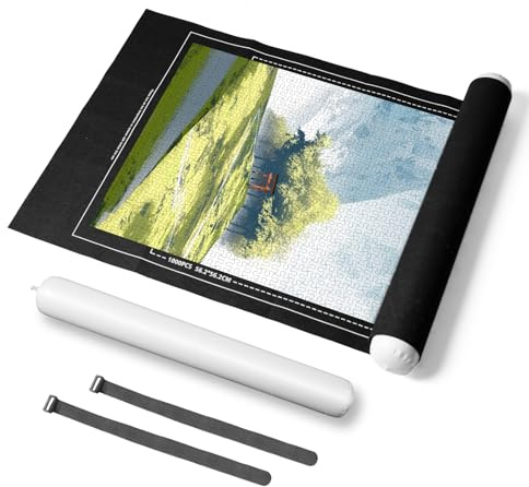 Puzzle Boards Portable Foldable, Jigsaw Mat Roll with Auxiliary Lines for Jigsaw Puzzle Enthusiasts,1500 Pieces Puzzles Storage