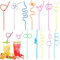 WUSJCOF Pailles Réutilisables Multicolores, 12 Pièces Longues Pailles pour Enfants, Formes Spirales Pailles à Cocktail pour Boisson Froide, Pailles de Fête pour Anniversaire et Mariages