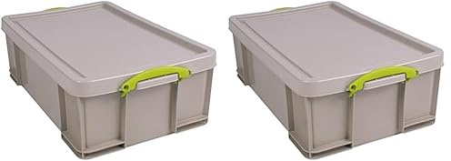 Really Useful Box Plastic Storage 50 Litre Recycled Dove Grey (Pack of 2)