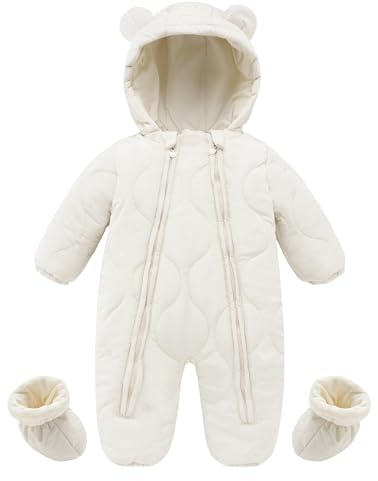 Happy Cherry Combinaison de Neige pour Bébé Barboteuse hiver Unisexe Bébé 3-18 Mois Grenouillère à capuche Tout-petit 80