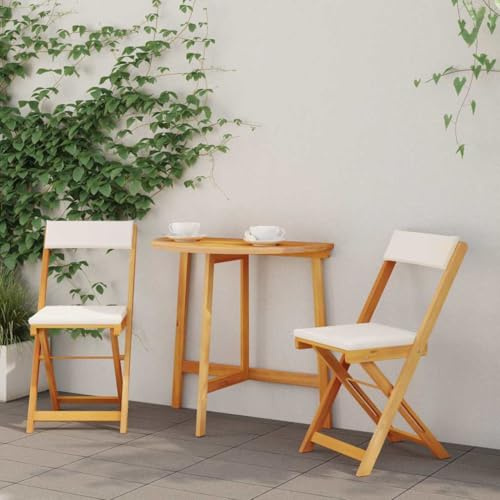 Teenpull Set da bistrò, 3 pezzi, in legno massello di acacacia, pieghevole, per balcone e giardino, moderno, per esterni, con tavolo e 2 sedie, ideale per terrazze, veranda e esterni