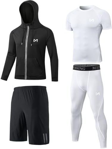 MEETYOO Maglietta a Compressione da Uomo, Leggings Sportivi, Pantaloni da Corsa, Maglietta Funzionale da Uomo, Pantaloni a Compressione, Abbigliamento Funzionale per Corsa, Palestra, Fitness