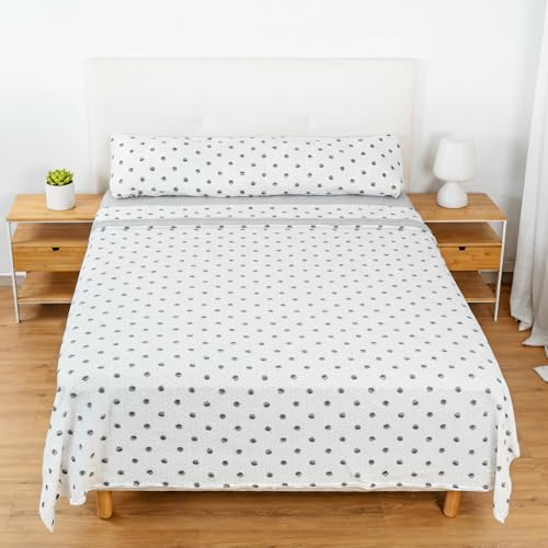 H HANSEL HOME Juego de Sábanas Termicas 3 Piezas Pirineo para Cama de 150x190cm, Sábanas Polares de Invierno Ultra Suave, Incluye Sabana Bajera + Encimera + Funda de Almohada - Circulo Gris
