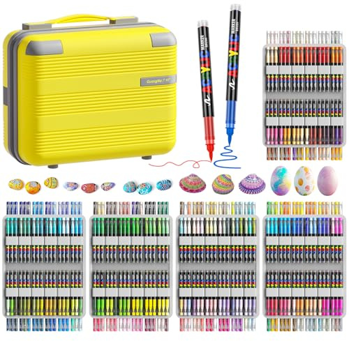 TrendGate 360 Couleurs Feutre Acrylique, Marqueur Peinture Acrylique Pinceau Pour Papier, Verre, Galet, Métal, Plastique, Bois, Oeuf, Céramique, Textile