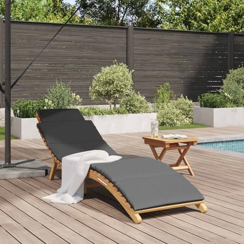 ATOMSTACK MAKER HOMELEN Tumbona de jardín de teca con cojín para exteriores, marrón, 198 x 55 x 58,5 cm, resistente a la intemperie y ergonómica, para terraza, jardín y balcón