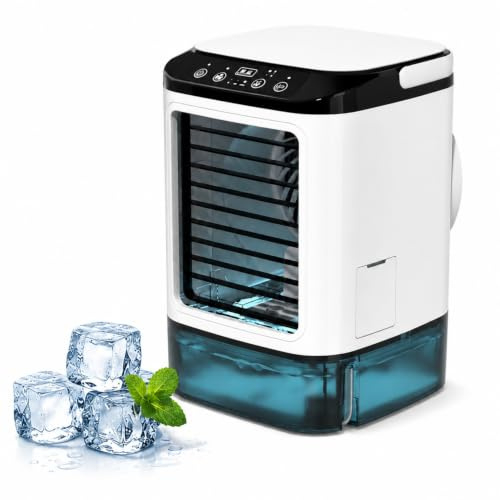 Mini Enfriador de Aire USB con Depósito de 900 ml, Ventilador de Escritorio | 3 velocidades y 2 modos de nebulización con depósito de 900 ml para refrigeración personal silenciosa por USB.