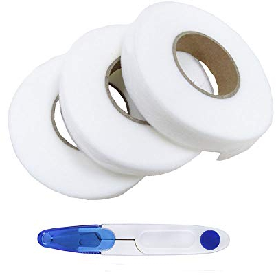 Anyasen Nahtband Stoff Fixier Band 3 Rollen Saumband Bügelband Adhesive Hem Tape Bügeleisen Klebeband mit Schere für Kleidung Hosen Jeans Vorhänge und Stoffe (10 mm, 15 mm, 20 mm)