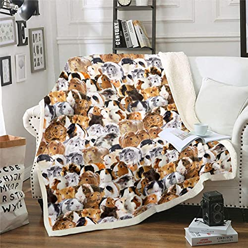 Kinder Meerschweinchen Flanell Fleecedecke Kinder Niedliche Meerschweinchen TierDecke 150x200cm für Schlafsofa Couch Schönes Lustiges Haustier Muster Wohndecke Ultra Weiche Wärme Kuscheldecke