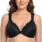 CASOLACE Women's Sexy Lace Plus Size Underwired Unlined Front Fastening Bras Black 48B