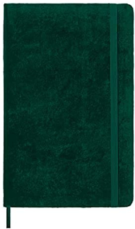 Moleskine Fodrad anteckningsbok, begränsad upplaga sammetskollektion, hårt omslag i sammet och elastisk stängning, grön färg, stort format, 144 sidor