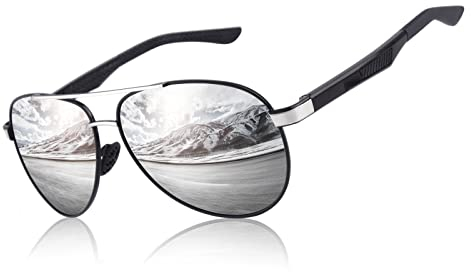 CGID Sonnenbrille Herren Pilotenbrille Polarisiert Al-Mg Metallrahmen Fliegerbrille UV400 Schutz CAT3 CE Fahren Angeln mit Lederetui