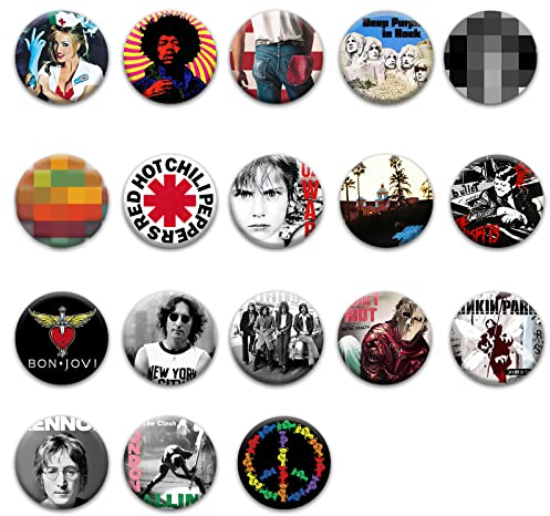 GTOTd Rock Pins Set Buttons Anstecker (18 Stück 3.8cm). Geschenke Merch Rock Singer Pins Party Dekoration für Kleidung Taschen Rucksack Jacken Zubehör Crafts Decor Teens