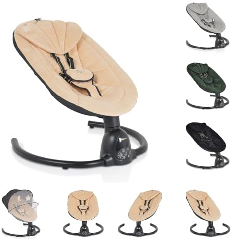 MONi Moni Babywippe Clarissa elektrisch Moskitonetz Fernbedienung Musikfunktion Timer, Farbe:beige