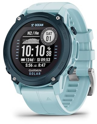 Garmin Descent™ G1 Solar - Ocean Edition, Ordinateur de plongée et Montre Intelligente, fabriqué avec des Plastiques recyclés liés à l'océan