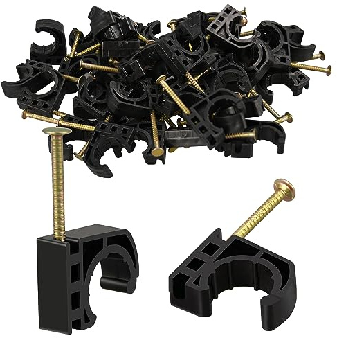 50 Pack 1/2 Half Clamps J-Hook with Nails Set, J Clamps for PEX, Copper, CPVC Tubing Connections