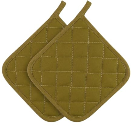 Thermo Heat-Resistant Pot Holders (2 Pieces) - Superior Protection, Stylish Design | 482°F Heat Resistance, Non-Flammable Fabric-Versatile, (Green)