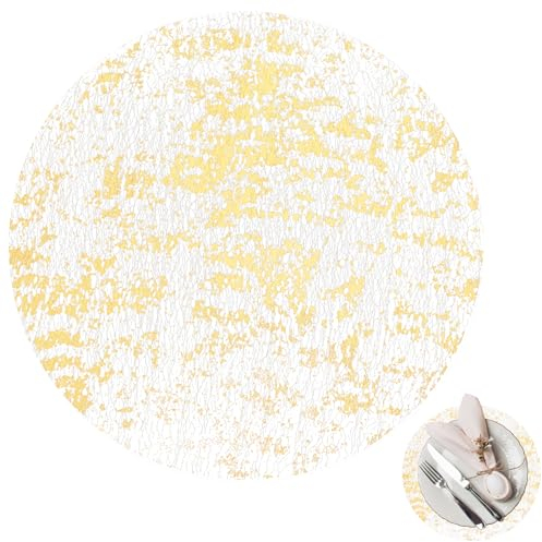 16 Stück Einweg Tischsets aus Gold, 35 cm Rund Goldfolie, Gold Platzsets aus Vinyl, Goldfarben für Esstisch, Hochzeit, Dekoration, Weihnachten