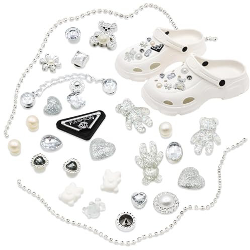 VEGCOO 29 Stück Schuhanstecker, Schuhanhänger für Clog Schuhe, Schuh Charms, Clog-Dekor Schuh-DIY-Zubehör, Anstecker Glitzer Schuhanstecker für Mädchen Frauen Kinder