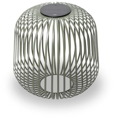 LUUK Studio enkel solcell med USB-C backup för trädgård och terrass, trådlös LED balkonglampa, dimbar och IP65 utomhus, mobil utomhusbelysning, dekorativt stämningsljus, skog grön