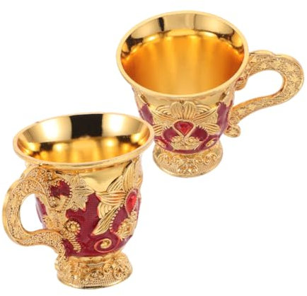 iplusmile 2piezas Copas De Cáliz Vintage Medieval Decoración De Fiesta Aleación De Zinc Diseño De Flores Relieve