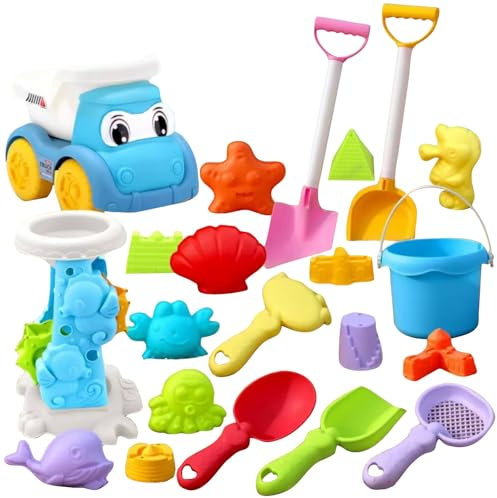 20 Stück Sandspielzeug Set für Kinder,Reise Sandspielzeug mit Strand Eimer,Sand Schaufel,Sand Sieb Schaufeln,Sandkasten Strand Spielzeug Sandförmchen Set,Outdoor Spielzeug für Jungen Mädchen Geschenke